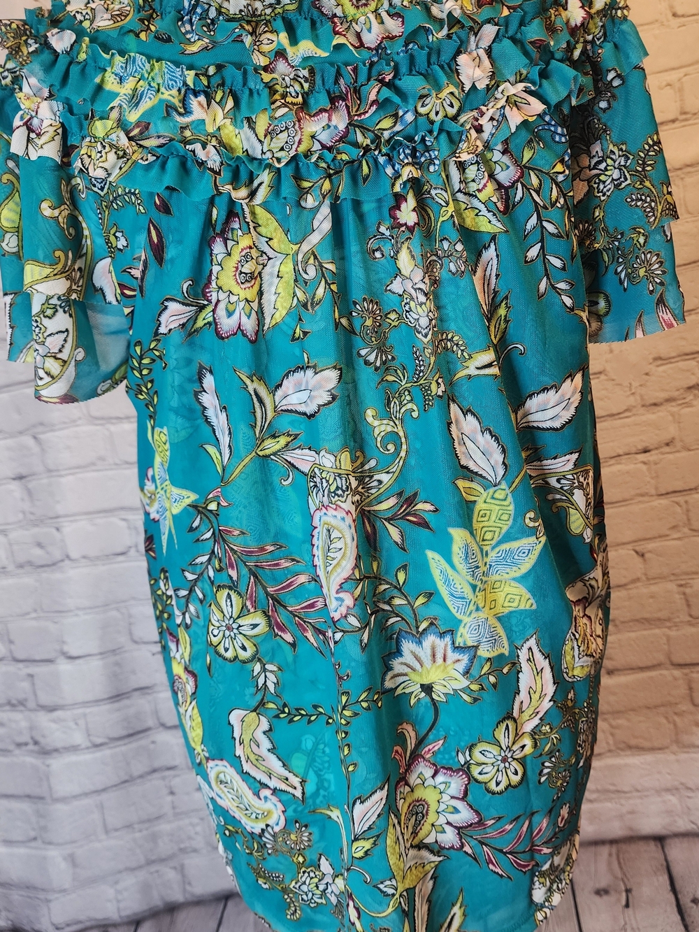White House Black Market Teal Floral Paisley Blouse - Picture 6 of 6